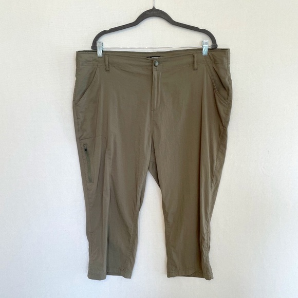 KHOMBU Size XXL Olive Hiking Biking Walking Crop Pants Pockets - Picture 1 of 7